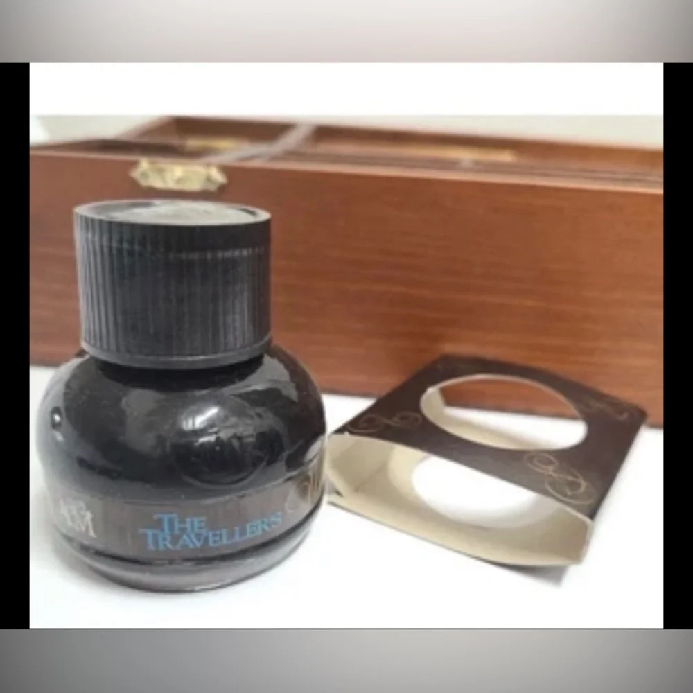 Traveller's Writing Chest w/ Calligraphy Tools Wood Box Ink + Glass Writing Pen